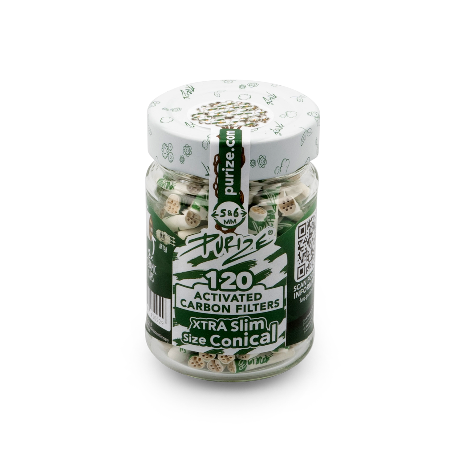 120 PURIZE® Vidrio | XTRA Slim Tamaño Cónico