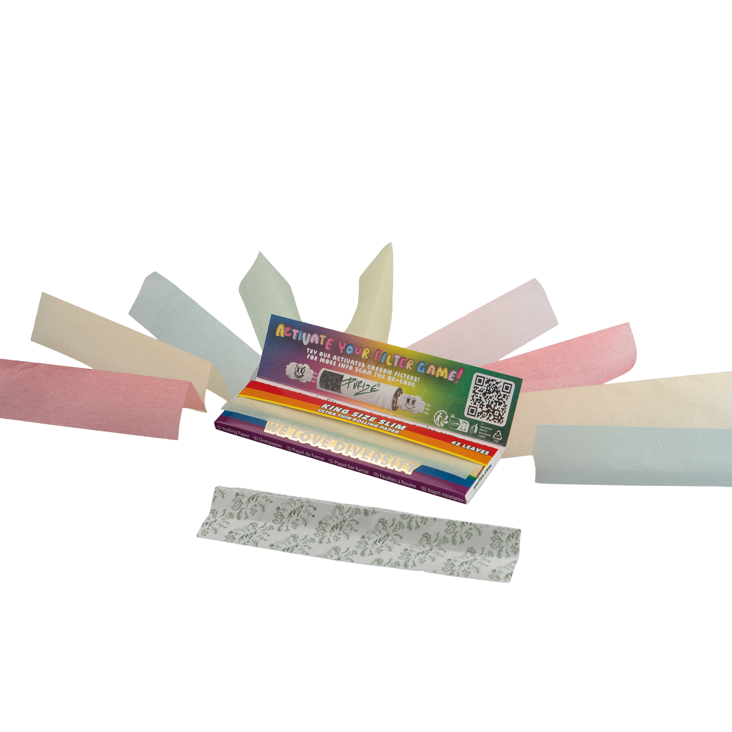 PURIZE King Size Slim Rainbow Abbildung Blättchenfarben
