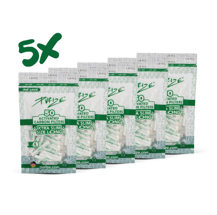5x 50 PURIZE® XTRA Slim Size Long - White