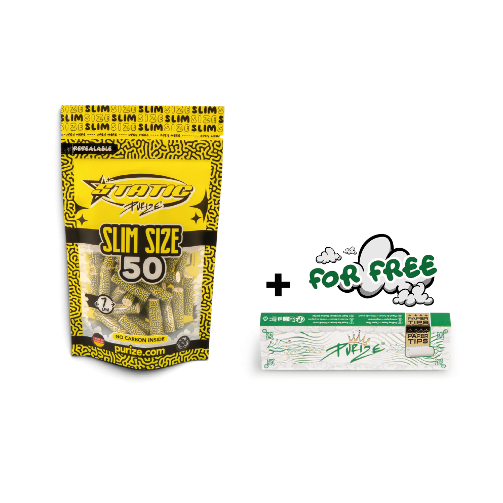 42 PURIZE® Static Slim Size + PURIZE® King Size Slim + boquillas de papel