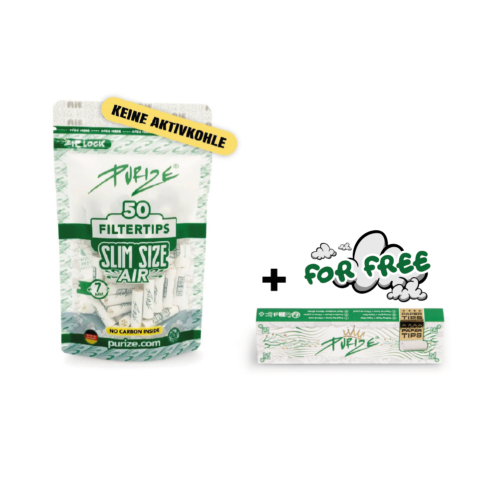 50 PURIZE® Slim Size Air + PURIZE® King Size Slim + Paper Tips