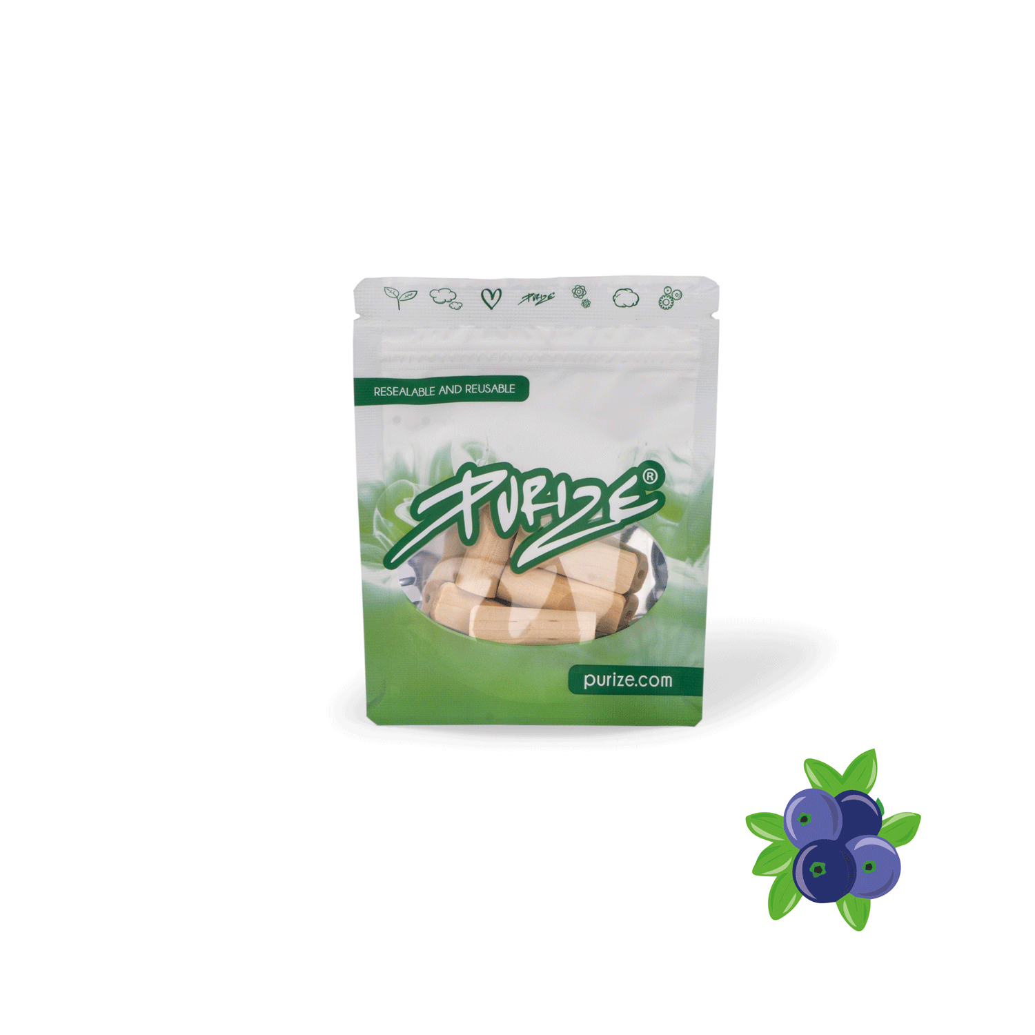 5 PURIZE® wooden mouth pieces | Regular Size | Flavour: Dark Fruit